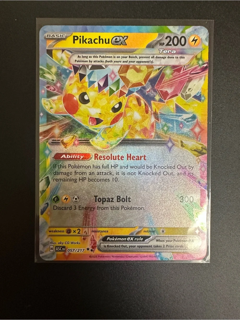 PIKACHU Ascending Hero's Pikachu Ex 57/217 Pokemon Holo Foil Card